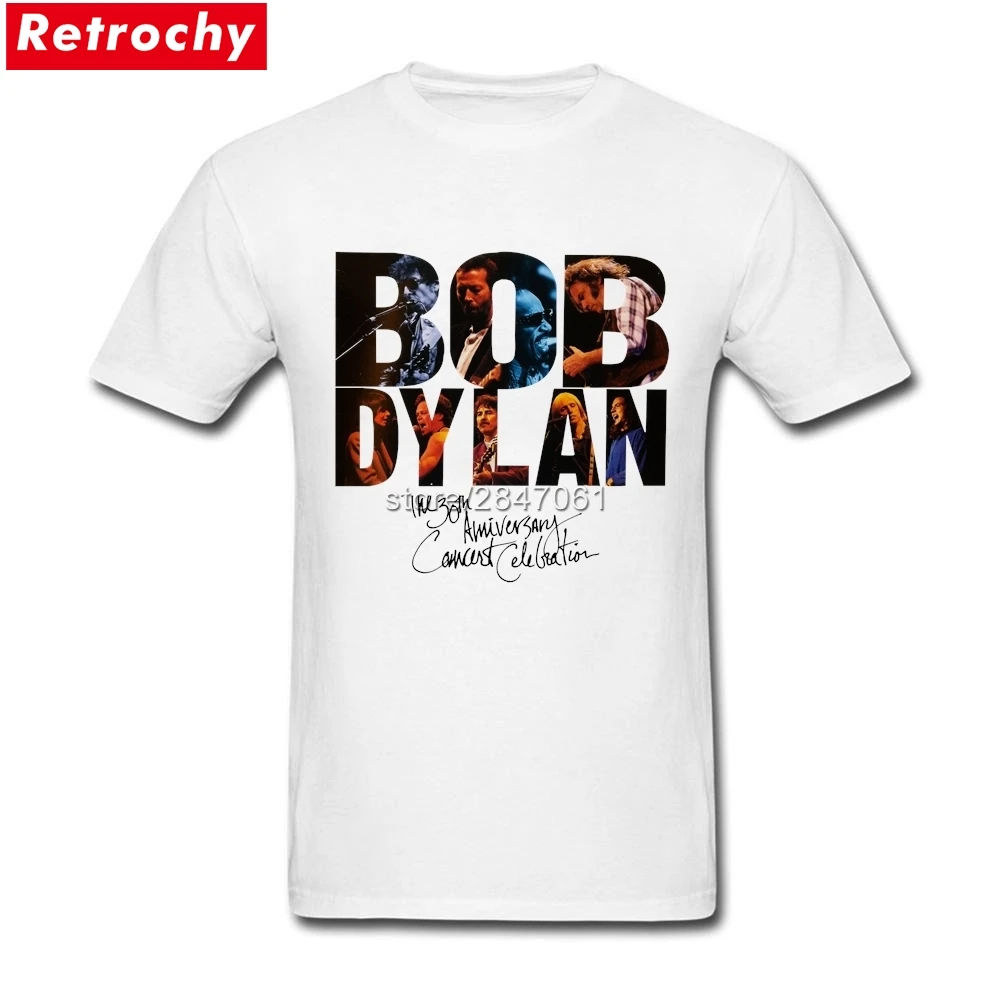 Футболка Bob Dylan винтажная Мужская футболка UK Bob Dylan 30th anniversary Concert Celebration с коротким рукавом на заказ Мужская футболка с экраном XXXL - Цвет: Белый