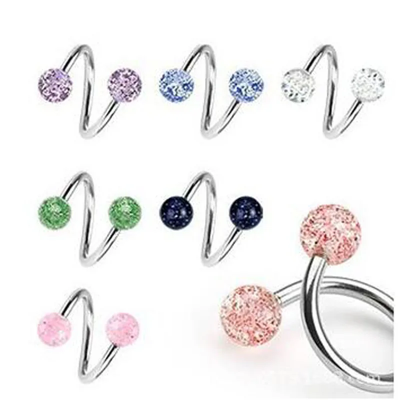 

Multi-Role Flash ball Helix Piercing Body Piercings Nose Ring Eyebrow Nail Belly Button Rings Women 2016 Pirsing Ombligo 2 PCS