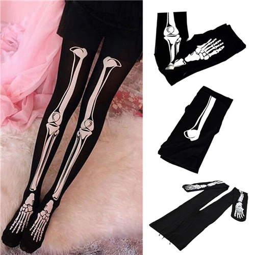 

Halloween Skeleton Print Stockings Halloween Women Skull Costume Cosplay Female Tights Scary Party Masquerade Accessories