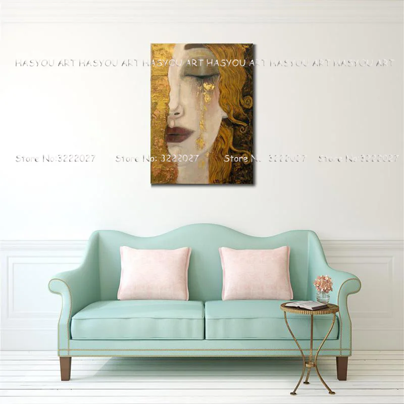 Картина на холсте «Золотые слезы» картина Густава Климта Современная живопись маслом квардро настенные картины для гостиной домашний декор