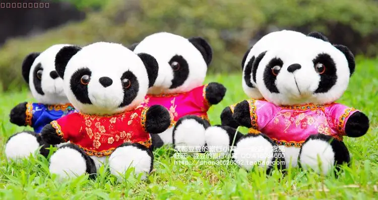 about 18x13cm Chinese style Tang suit panda plush toy panda doll good quality gift w4190