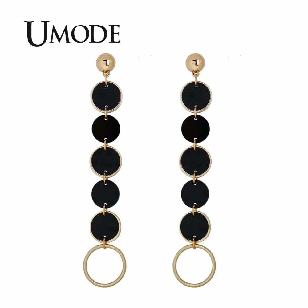 

UMODE Creative Women Long Drop Earrings New S925 Silver Needle Round Acrylic Metal Girls Dangle Earrings Female Jewelry UE0429