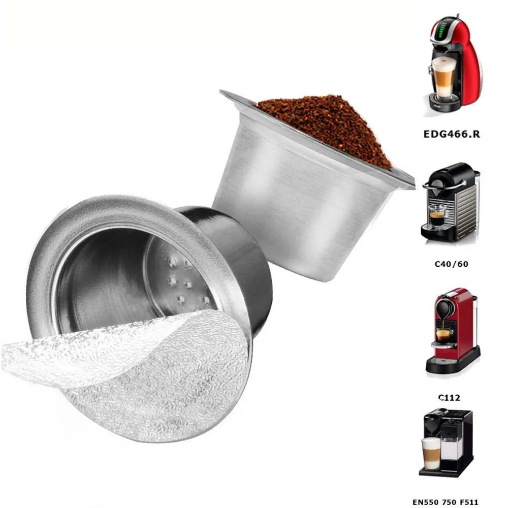 

Stainless Steel Reusable Coffee Filter Refillable Nespresso Coffee Capsules Cup Dripper for Nespresso Machine Coffeeware No Cap