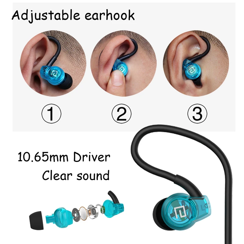 Langsdom SP80B Sport Earphones for Phone Super Bass Headsets Hifi Running Earphone 3.5mm In-ear Stereo Earbuds with Microphone