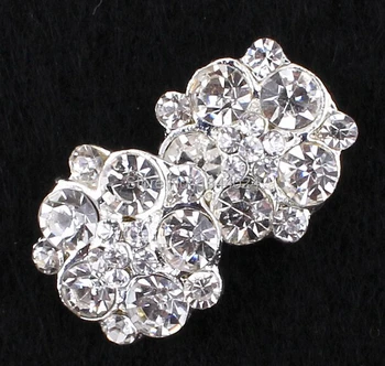 

Free Shipping 50 Pieces FlatBack Clear Crystal Rhinestone Buttons Crystal Button for Wedding Decoration