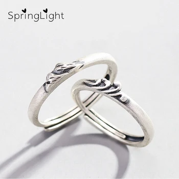

SpringLight Vintage Ring Real 925 Sterling Silver Creative Designer Fine Jewelry A Solemn Pledge Of Love Couple Rings for Women