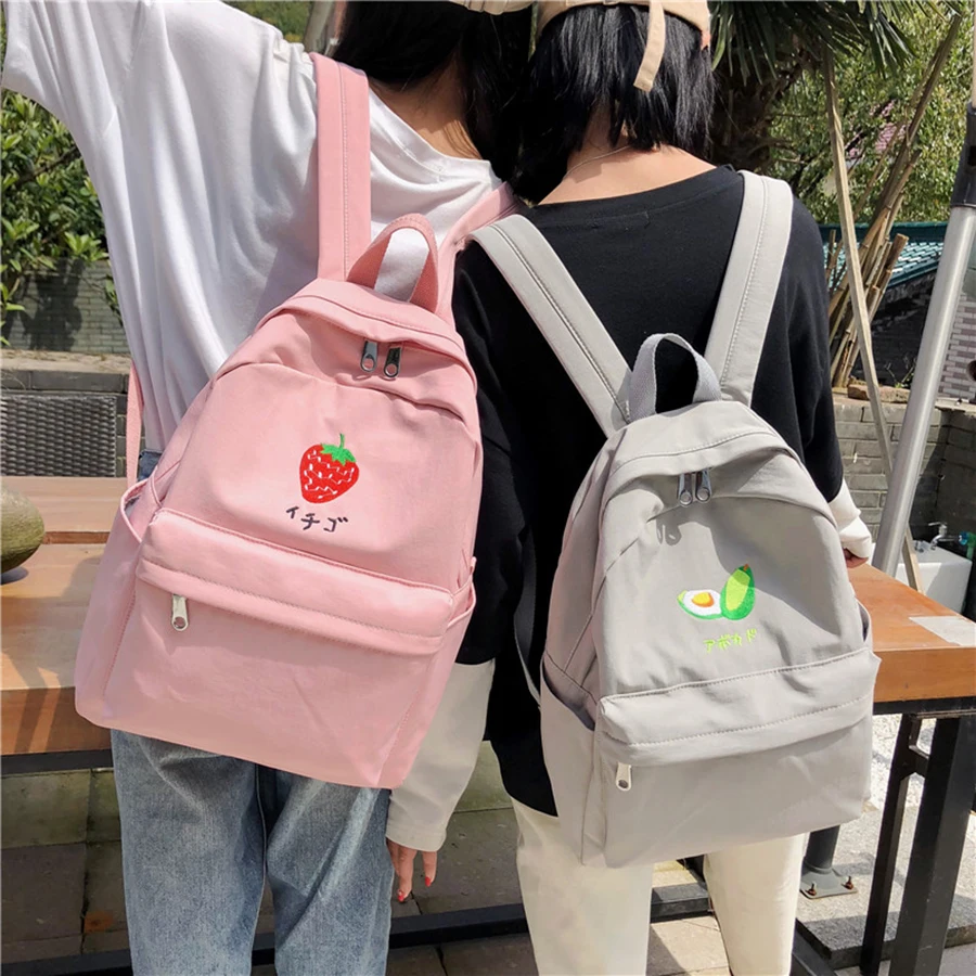 

Ulzzang Large Capacity Women Travel Backpacks Harajuku Embroidery Fruit Women Backpacks Bookbags Womens School Bags For Girl New