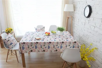 

Cotton Linen Table Cloth High Quality Mediterranean Style Sailing Boat Printed Tablecloths Dustproof for Home Outdoor Party