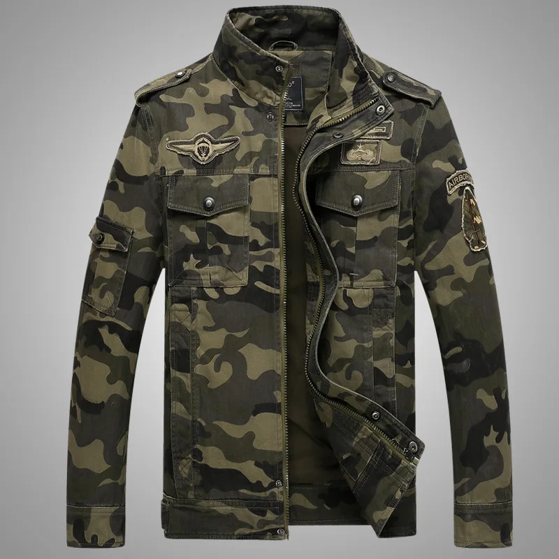 Chaqueta militar de camuflaje para hombre, abrigos de algodón rayas con cuello levantado, ropa de carga, talla grande M 3XL|army jacket men|jacket men greenarmy jacket - AliExpress