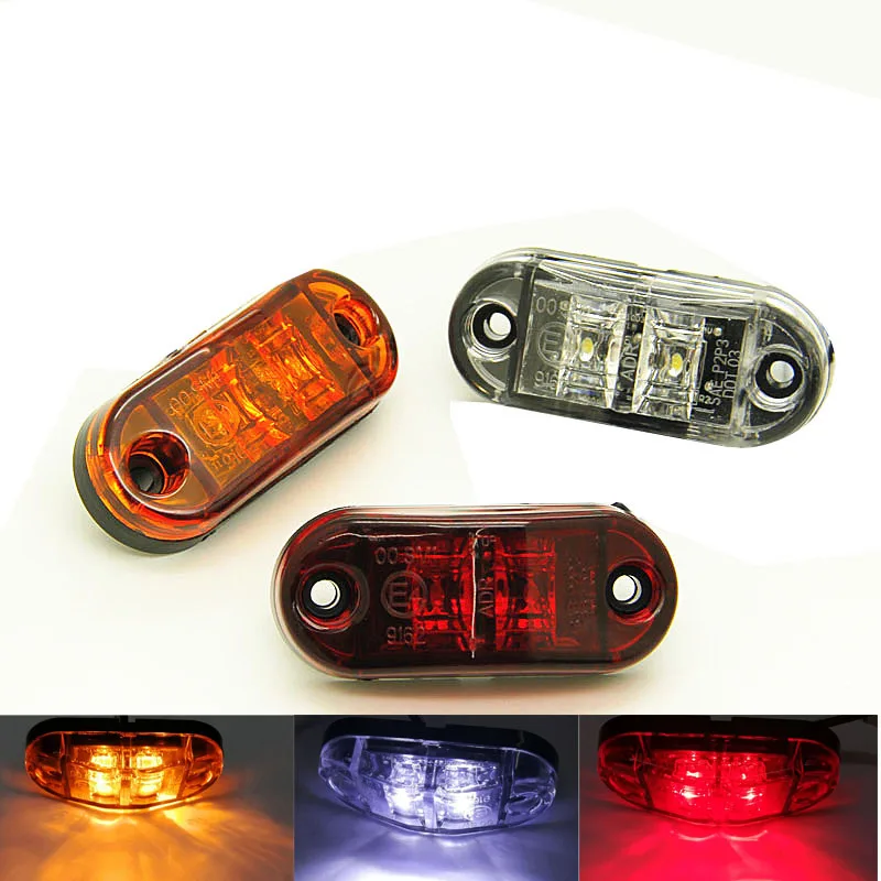 10pcs truck led Side Marker Light 12V 24V 2 LED Red Yellow White