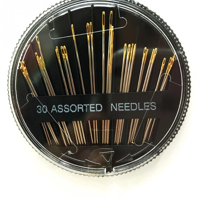 30pcs Black Hand Sewing Needles Set In Circular Needle Storage