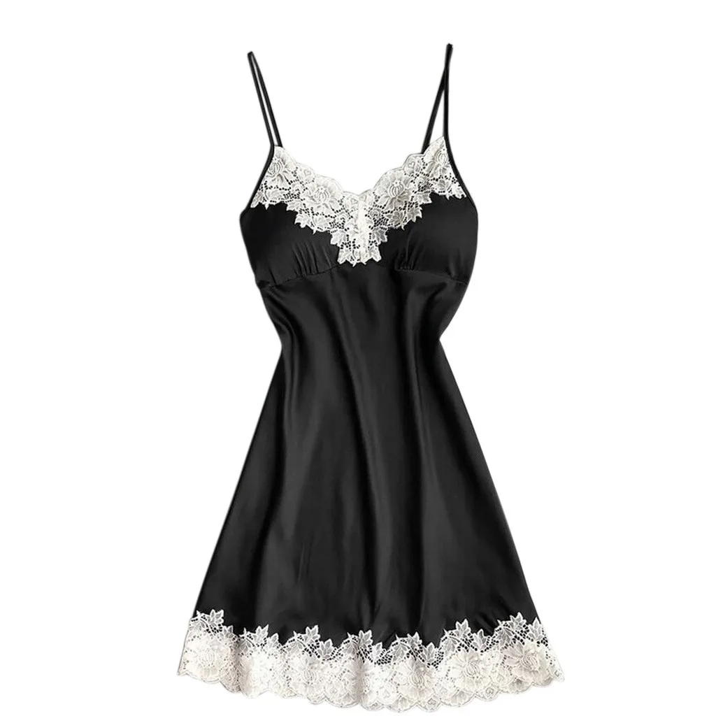 Женское сексуальное белье, шелковая ночная рубашка, летнее платье, кружевное Ночное платье, ночная рубашка, ночная сорочка, атласная Домашняя одежда, ночная рубашка