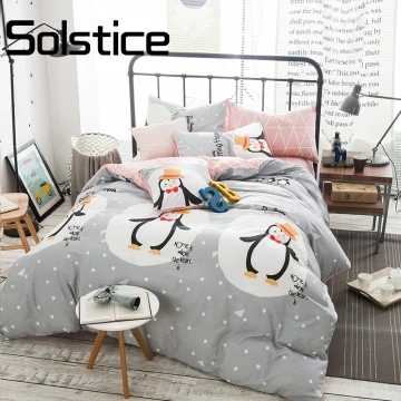 Solstice дома с рисунком пингвина серый пингвин сокровище Bedlinens мягкий пододеяльник 4