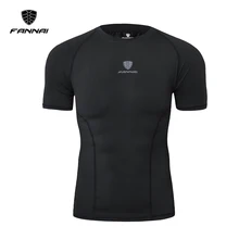 Fannai бренд Для мужчин Фитнес футболка Для мужчин спортивная, с коротким рукавом Футболка Для мужчин Бодибилдинг быстрое высыхание Футболка спортивная Костюмы