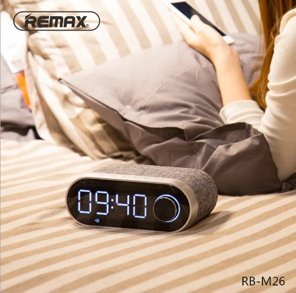 Портативный тканевый bluetooth динамик REMAX с часами alam Bluetooth 4 2 необходимые для