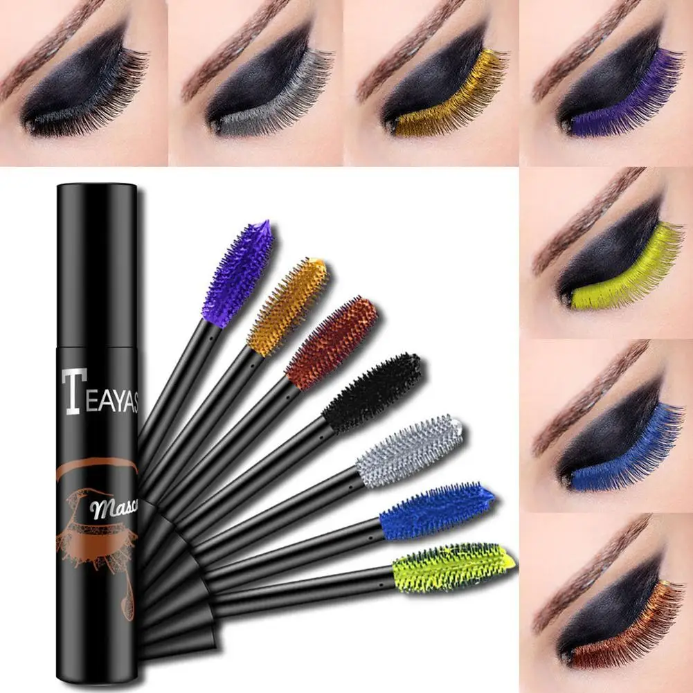 Magic colored 4d silk fiber lash mascara Waterproof Curling Lengthening Makeup Eye Lashes Blue Green Red Purple Black White