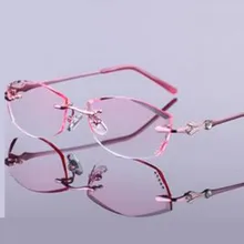 2016 New Women high-grade glasses frame Diamond trimming titanium rimless glasses frame