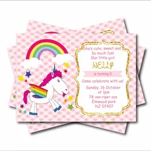 14 шт/лот пользовательские Единорог приглашения на день рождения девушки душ приглашает Единорог День Рождения вечерние изделия для декорации