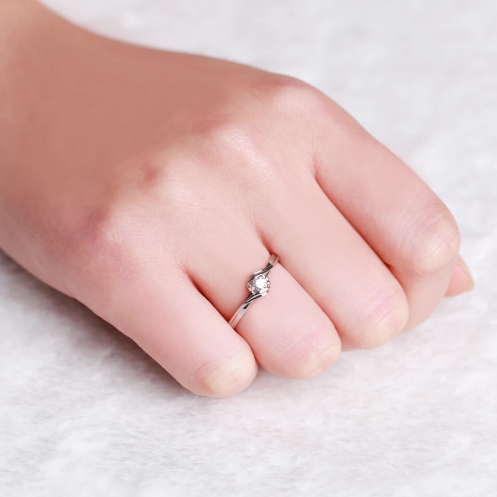 Бренд ZOCAI LOVE NATURAL REAL 0,08 КТ Сертифицированный H/SI кольцо для помолвки с бриллиантами, круглая огранка, ювелирные изделия из белого золота 18 К Q00069A