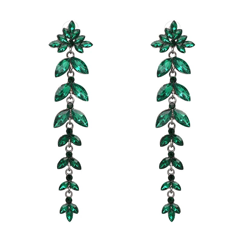 AOTEMAN дизайн зеленый цвет кристалл геометрические серьги вечерние длинные висячие серьги ювелирные изделия женские аксессуары