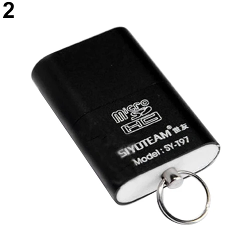 Портативный картридер мини USB 2.0 микро-tf TF t-flash карта памяти адаптер-ридер флэш-накопитель флешки usb флеш-накопитель адаптер для флеш карт - Цвет: Black