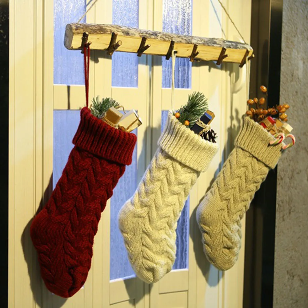 Лист Рождественский кулон Вязание сладкий подарок в сумочке сумка Рождественский кулон "носок" подарочные сумки Свадебные украшения