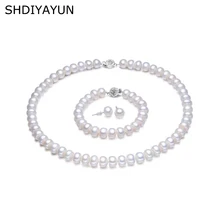 SHDIYAYUN жемчужные наборы ювелирных изделий натуральный жемчуг 925 стерлингового серебра ювелирные изделия ожерелье серьги браслет для женщин подарок