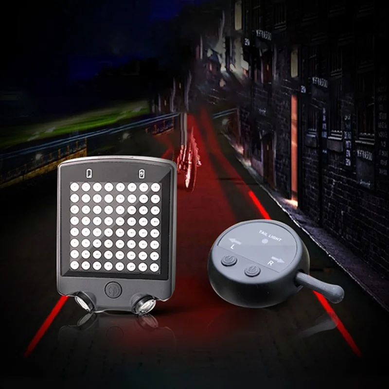 Top Bike Wireless Remote 64 LED Bicycle Rear Taillight USB Rechargeable Bike Cycling Safety Warning Turn Signals Light Bike Lamp New 5