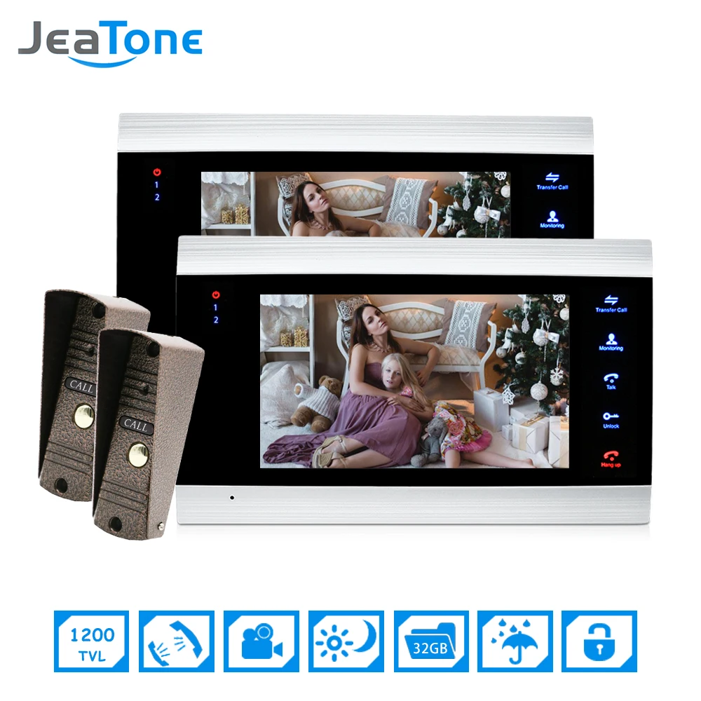 7'' Video Door phone Intercom System On-door video intercom Camera Home Security Video Door Phone Waterproof Doorbell 2 to 2 Kit 7'' Video Door phone Intercom System On-door video intercom Camera Home Security Video Door Phone Waterproof Doorbell 2 to 2 Kit
