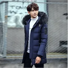 Новое поступление года, Зимняя Толстая Теплая мужская куртка с капюшоном и меховым воротником, однотонная Повседневная тонкая парка, пальто больших размеров, Мужское пальто 3XL