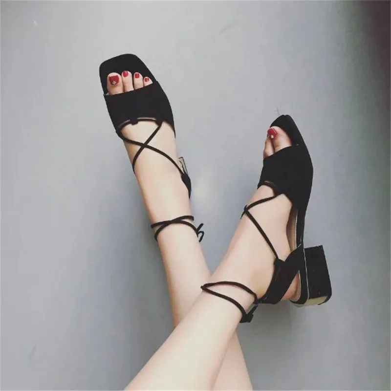 

SLHJC Summer Sandals Med Metal Heel Women Pumps Sandals Open Toe Cover Heel Cross Strap Female Casual Weekends Shoes