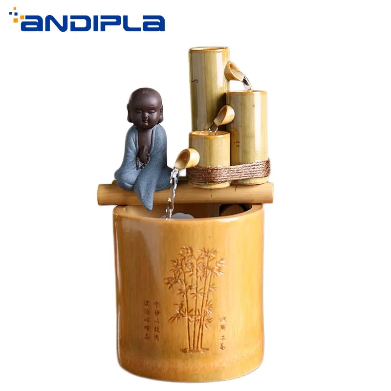 110 220 V Wenig Monch Bambus Desktop Mini Brunnen Wasserspiele