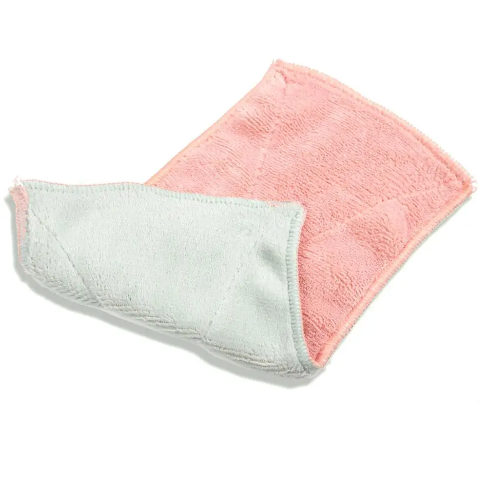 Домашний двойной цвет супер водопоглощающее полотенце для мытья кухонное полотенце чистящая ткань для мытья посуды - Цвет: pink green