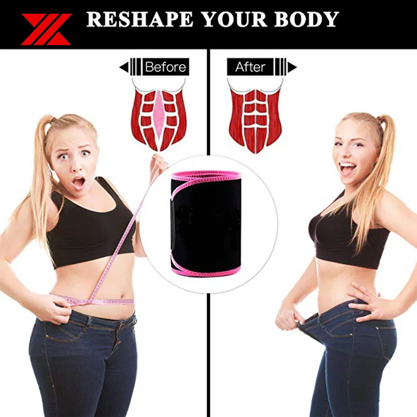 HEXIN Women Sweating Belt with Pants Waist Cincher Shaper Sauna Fat Burning Belt Slimming Tummy Control Workout Enhancer