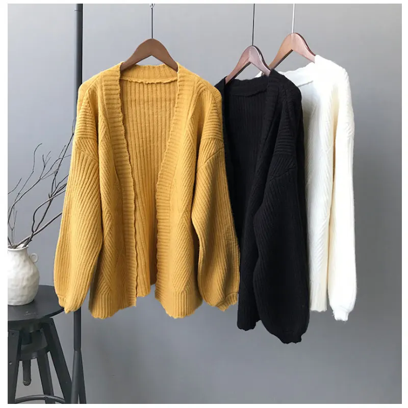 Apperloth Women Cardigans 2018 Autumn Winter Sweater Cardigan Solid Color Long Sleeve One Size Knitted Jacket Coat Loose Outwear Sweaters