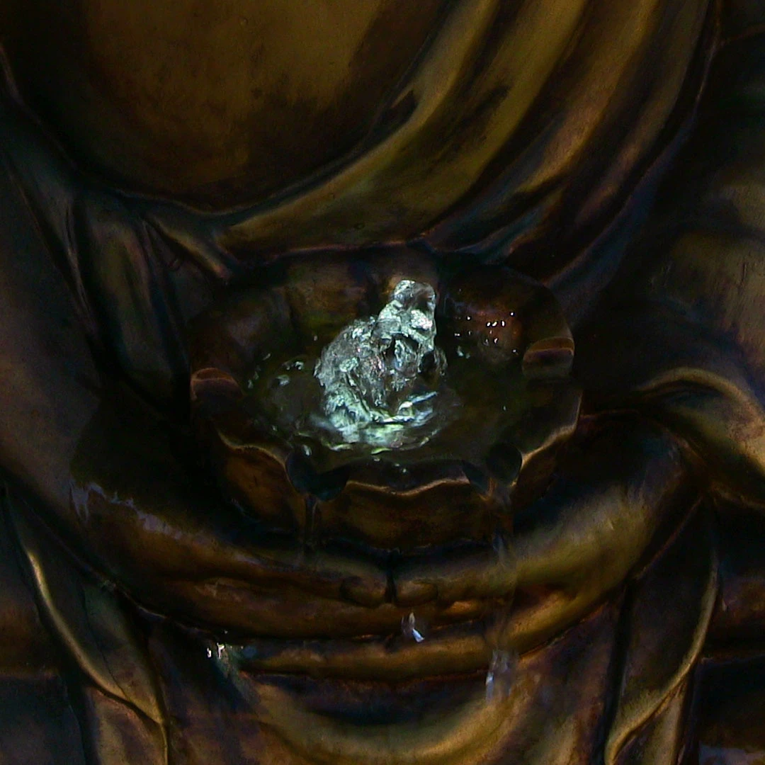 Sunnydaze Outdoor Relaxed Buddha Fountain with Light, 36 Inch Tall (2)