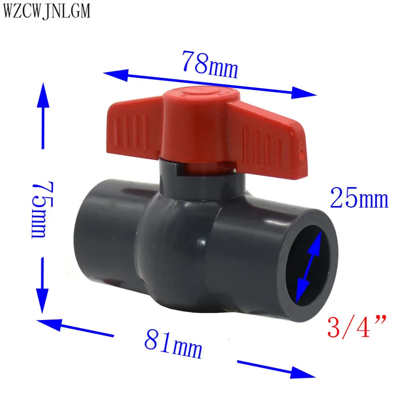 Внутренний диаметр 3/4 "Женский 25 мм рукав прямой через шаровой клапан голубая труба из ПВХ переключатель шаровой клапан птицы разведение
