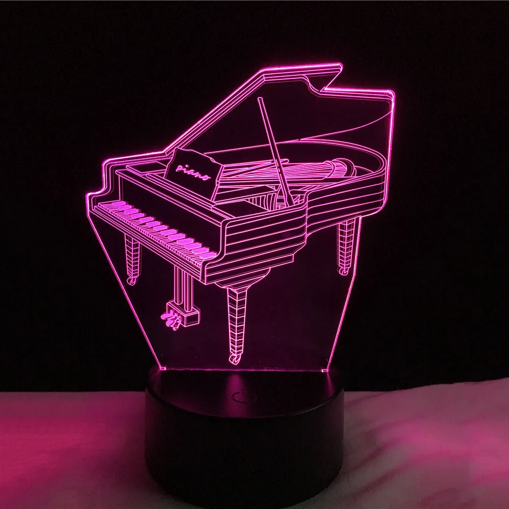 

3D Piano Led Night Lights Table Lamp 7 Colors Changing Effect Decorative Bedroom Lights Touch Sensor USB / 3AA Battery Lighting