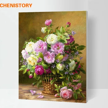 

Framed Europe Abstract Flower DIY Painting By Numbers Kits Multi-Picture Combination Canvas Painting Picture Home Decor Artwork