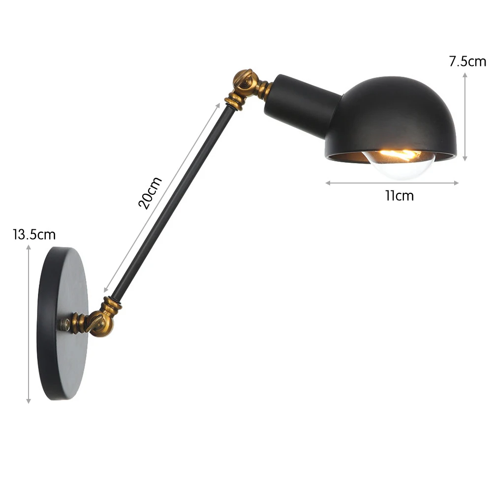 Промышленный Регулируемый поворотный настенный светильник для чтения, прикроватный винтажный светильник Wandlamp, ретро удлиняемый светодиодный настенный светильник Fexible белого золота - Цвет абажура: B1