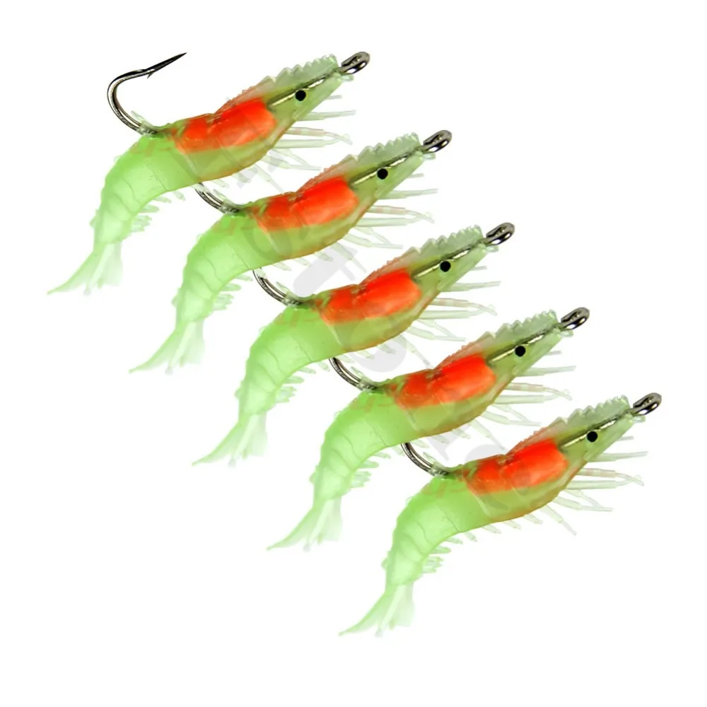 Buy 5pcs/lot 3 Colours Fish Bait Soft Silicone Prawn