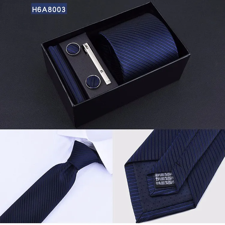  men 8cm necktie set pocket square sleeve button tie clip hanky neckwear and handkerchief set neckti