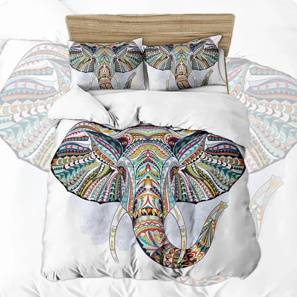 

Bohemia Style Duvet Cover Animals 3D Elephant Lion Printed Double Bedding Linens Customize Bedspread Queen King Size Bedding Set