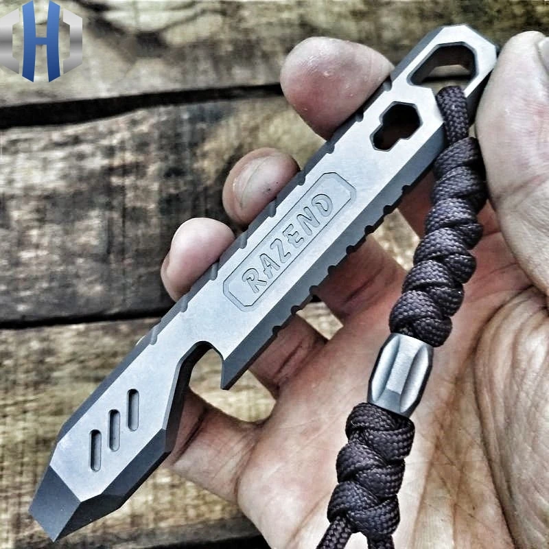 

Titanium Alloy Crowbar Multi-function Outdoor Survival Emergency Broken Window Lightly Play Legal Self-defense Products EDC Tool