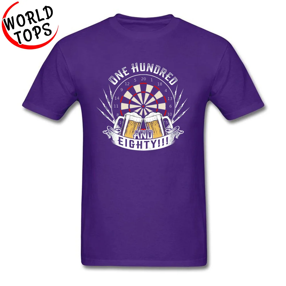 Design T-Shirt for Men Funny Summer Fall Tops Shirt Short Sleeve Cute Casual Tee Shirt Crew Neck 100% Cotton Top Quality One hundred and eighty dart beer gift 5631 purple
