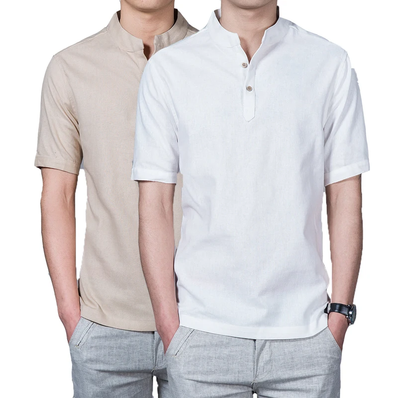 

Style 2019 Summer Mens Shirt Basic Blouse Solid Color Button Decor Casual Loose Tops Male Casual Shirt m-5xl