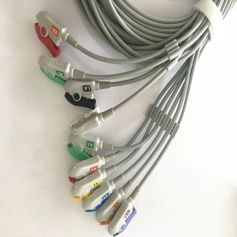 Совместим с Nihon kohden 9010/9020/9620 ECG кабелем 10 ecg leadwires ekg (без резистора) DB 15pin для