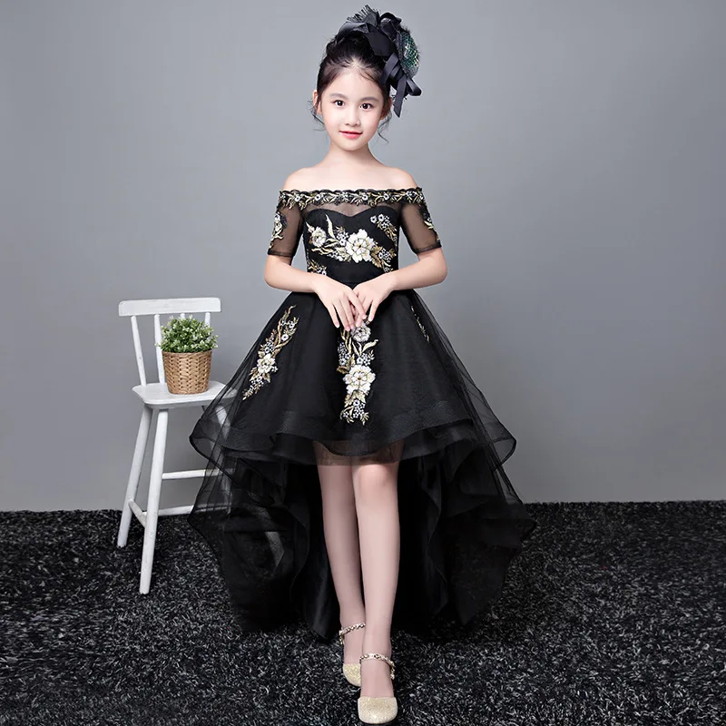 Black Off the Shoulder Flower Girl Dresses Embroidery Kids Pageant Dress for Birthday Costume Ball Gown Princess Dress Party K58 цена Black Off the Shoulder Flower Girl Dresses Embroidery Kids Pageant Dress for Birthday Costume Ball Gown Princess Dress Party K58 цены онлайн