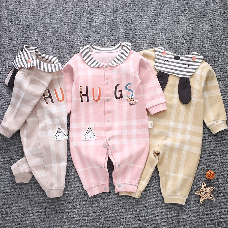 

2019 Autumn Spring Cotton Cartoon Penguin Style Babyboy Clothes Newborn Baby Girl Clothing Infant Jumpsuit For Baby Clothes