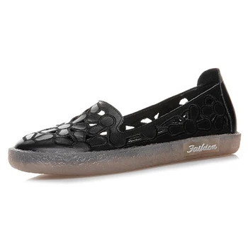 

Summer women flats genuine leather Women's Sandals Hollow Out Flats Shoes Casual Fashion Slip On Comfortable Ladies Shoes DD032